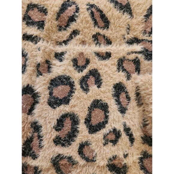 RACHEL ZOE NWT Leopard print faux fur sweater size large snaps - Picture 7 of 9